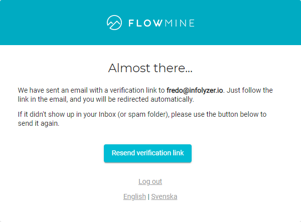 Email verification info screen