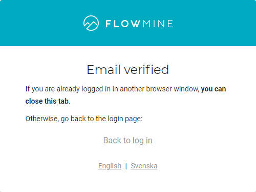 Email verified info screen